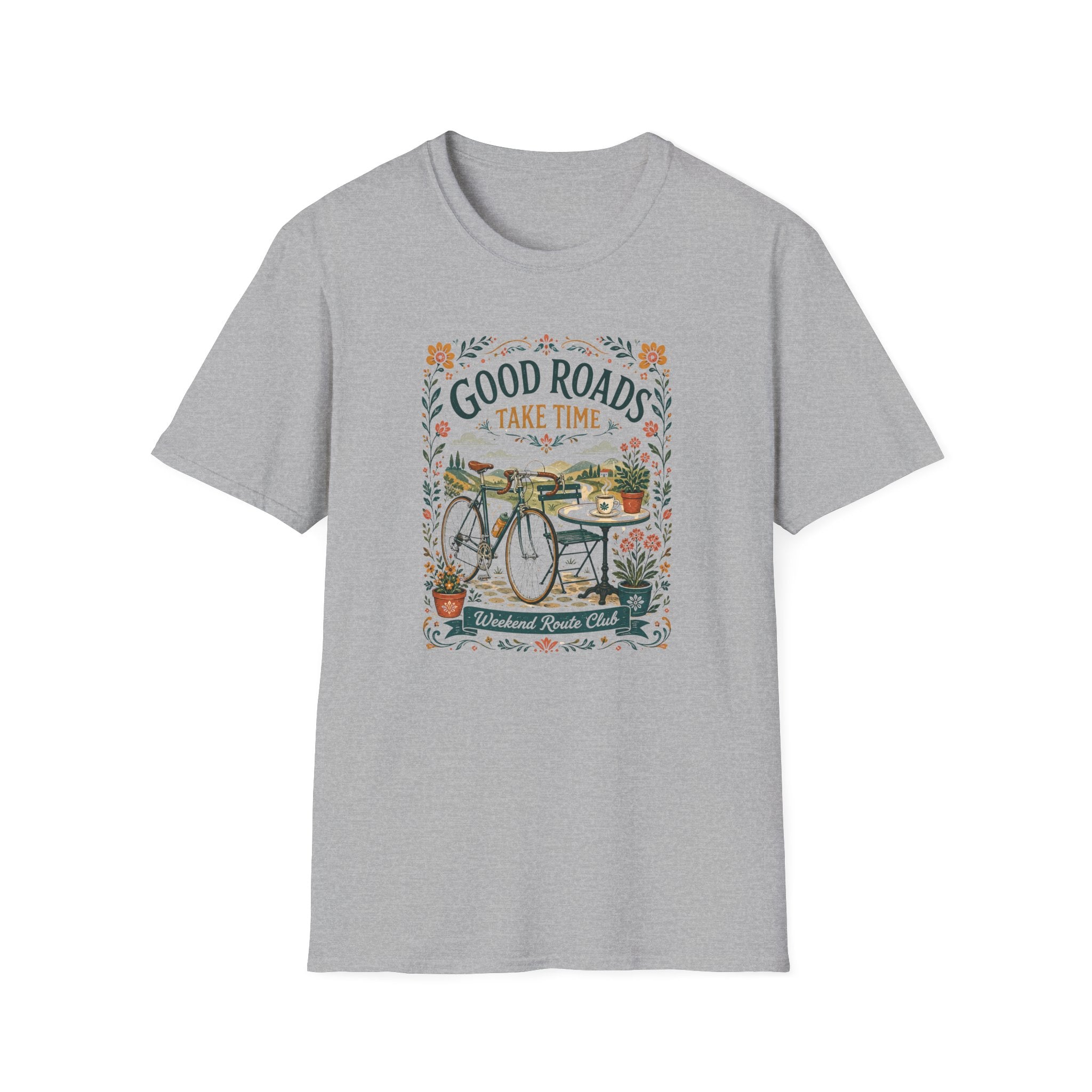 Good Roads Take Time Folk Style T-Shirt