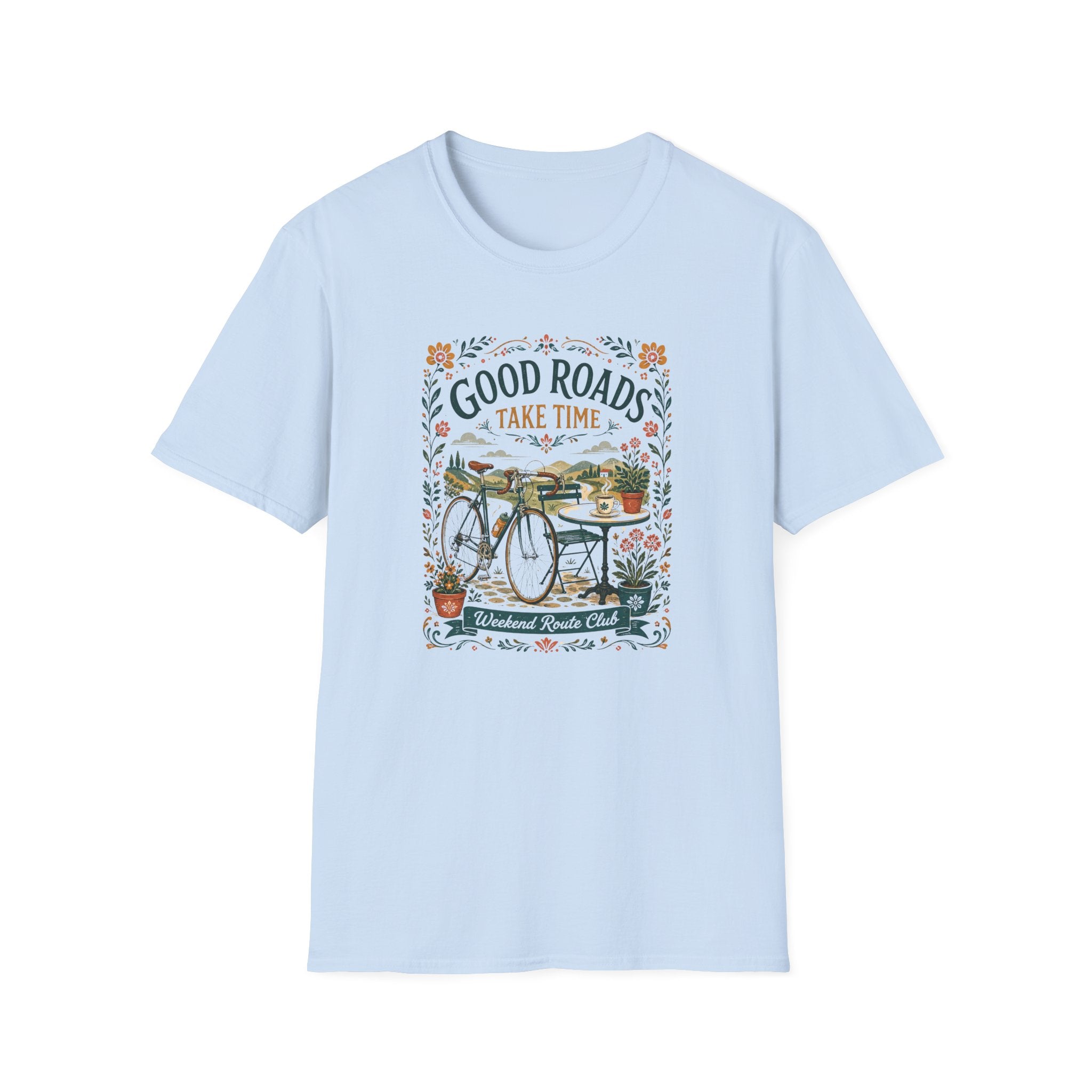 Good Roads Take Time Folk Style T-Shirt