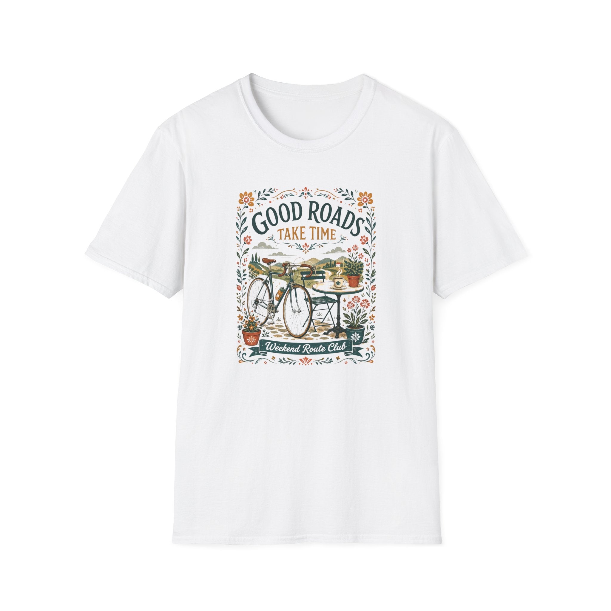 Good Roads Take Time Folk Style T-Shirt