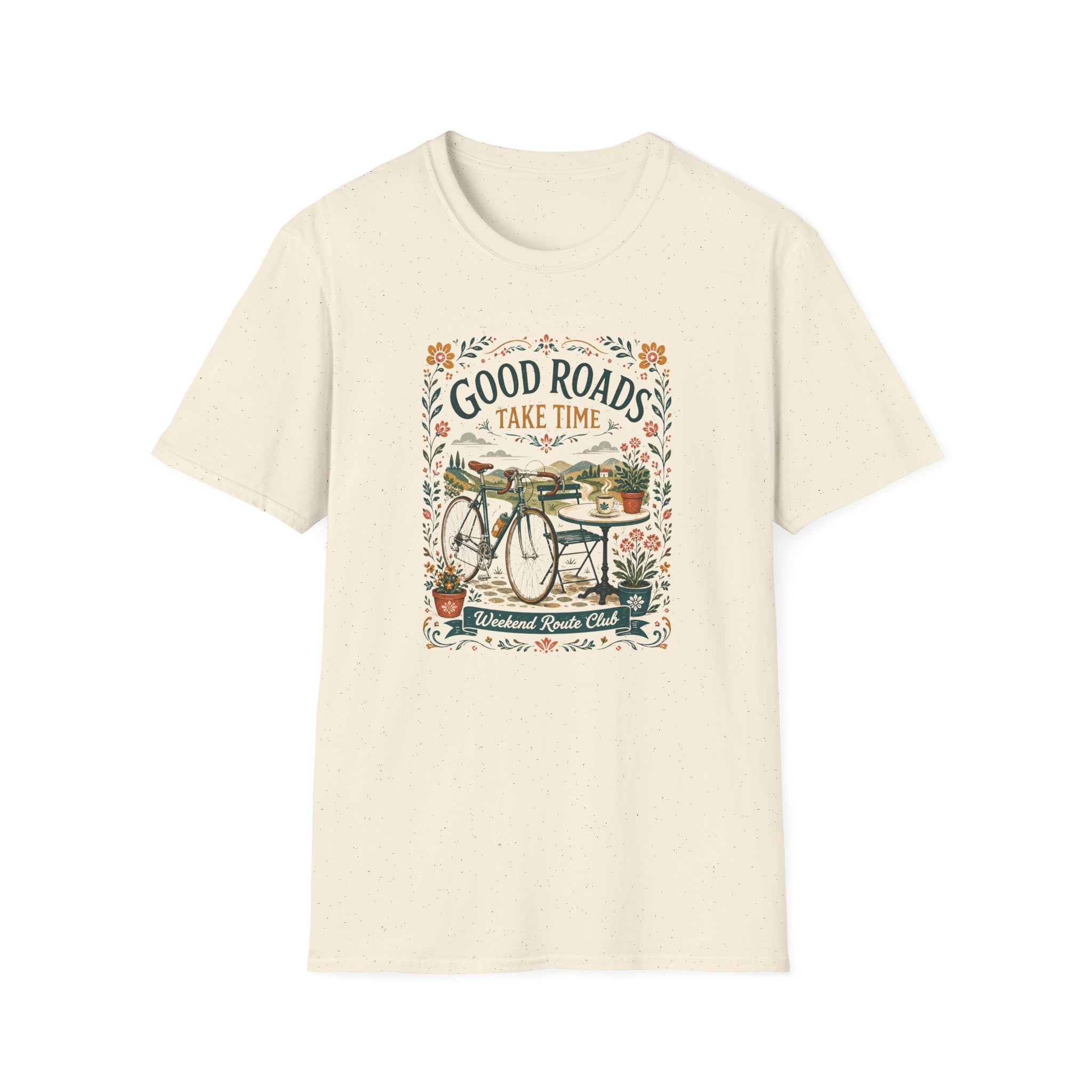 Good Roads Take Time Folk Style T-Shirt